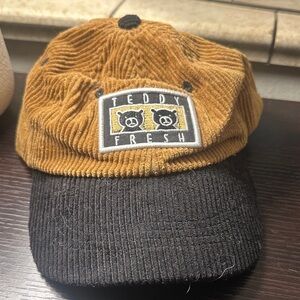 Teddy Fresh Tan and Black Corduroy Hat Vintage TF